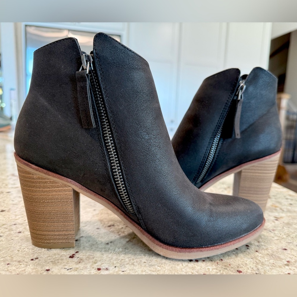 MIA Black Ankle Booties with stacked Heel